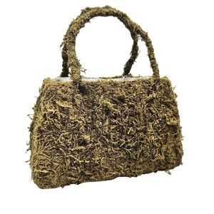 7" Small Decorative Moss Purse /‎ Basket Spring Decor